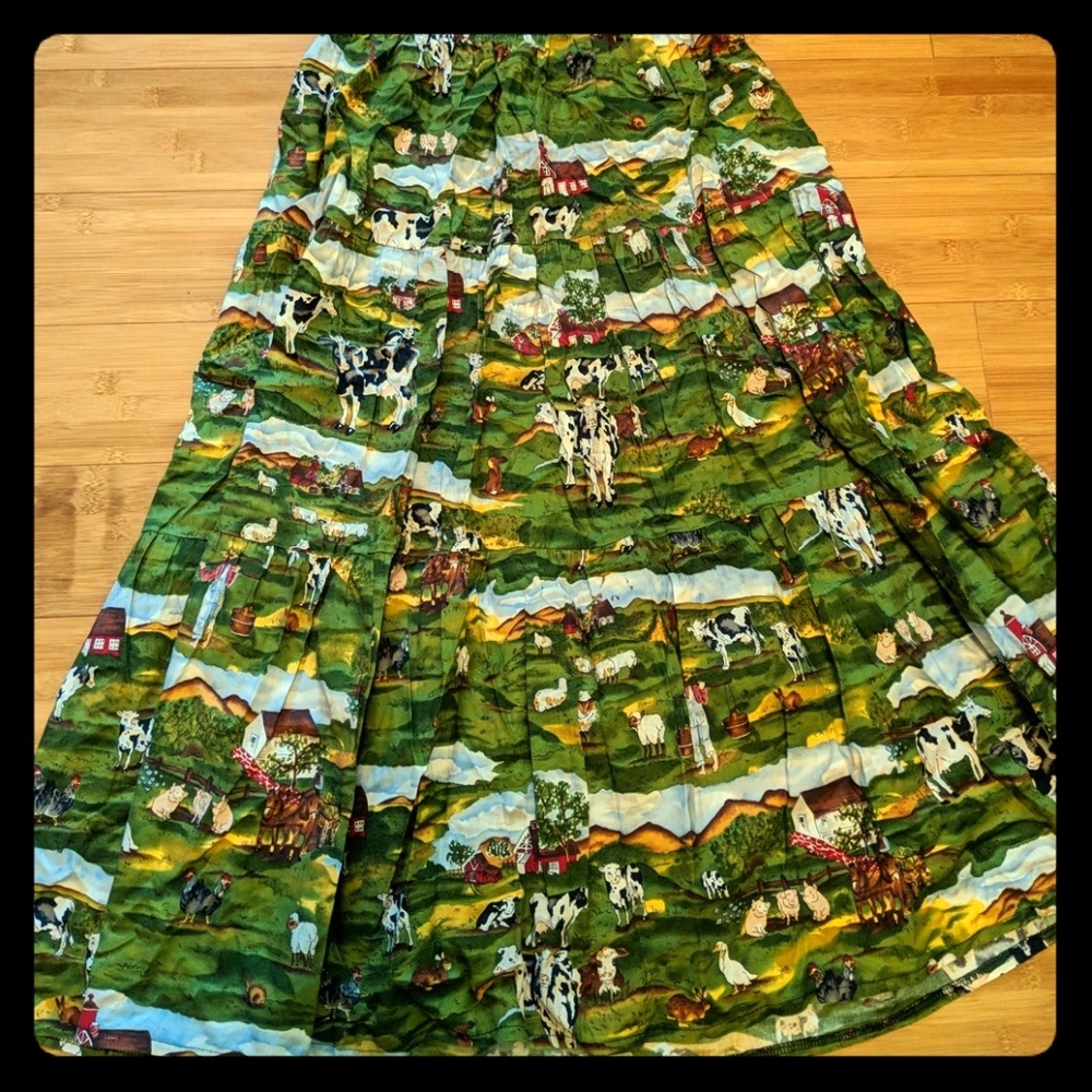 Novelty print maxi skirt